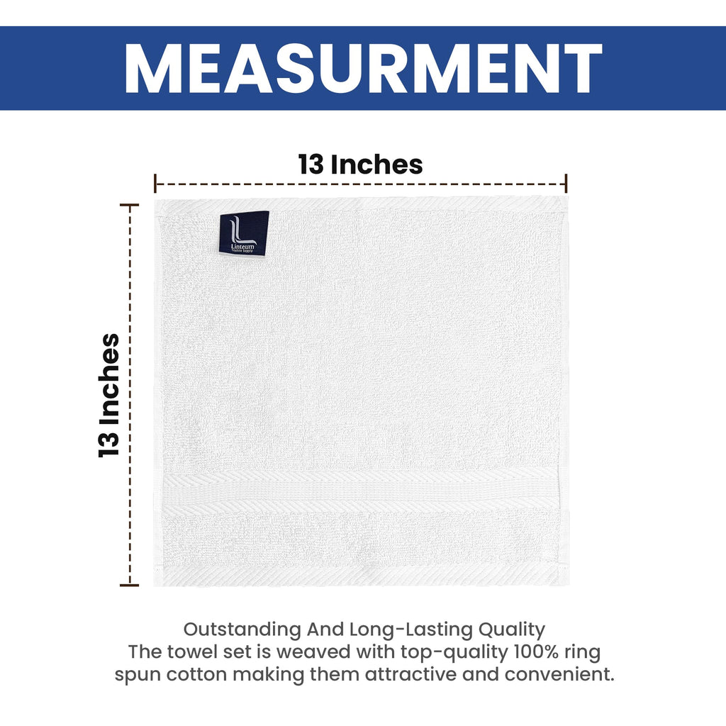 Linteum Textile Washcloth Set 100% Soft Cotton Zero Twist 16 Single Ring Spun Premium Washcloths Face Towel 13x13 Inch