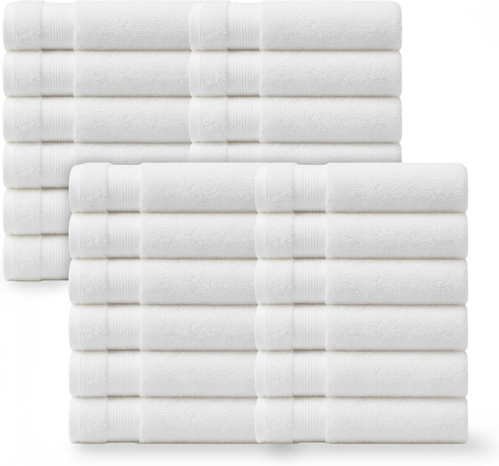 Linteum Textile Supply Hand Towels for Bathroom 16x27 Inches 100% Cotton Zero Twist Hand Towel Set Quick Dry Highly Absorbent Spa Towels Bulk for Salon, Home, Hotel, Gym