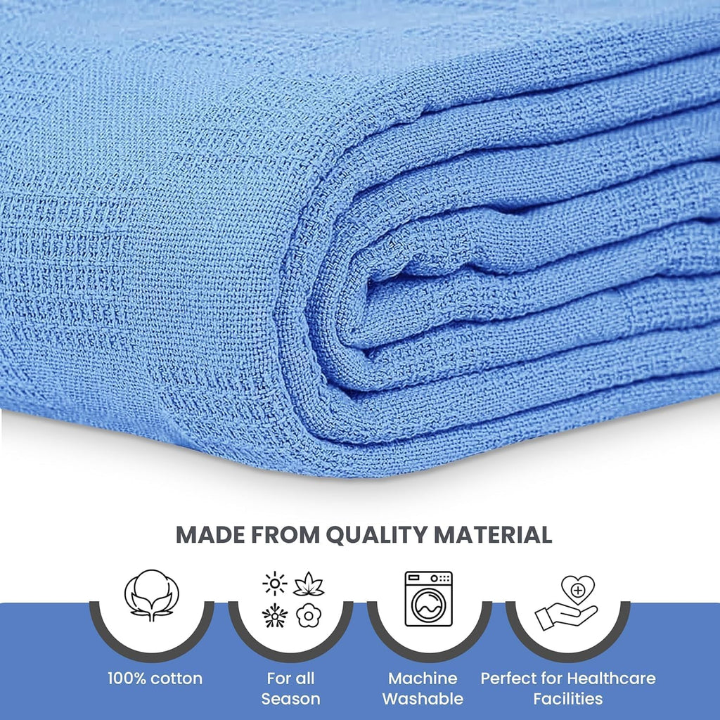 Linteum Textile Hospital Thermal Blanket 66x90 Inch 100% Cotton Breathable Soft and Cozy Open-Cell Weave Design Bed Blanket for Bed, Couch, Sofa Throw for All Season, 2.5 lb