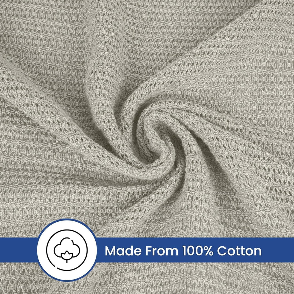 Linteum Textile Supply Leno Weave Blanket, 100% Cotton, Lightweight, Warm, Extra-Fluffy, Premium and Durable Soft & Cozy Bed Blanket for Bed, Couch, Sofa Throw for All Season