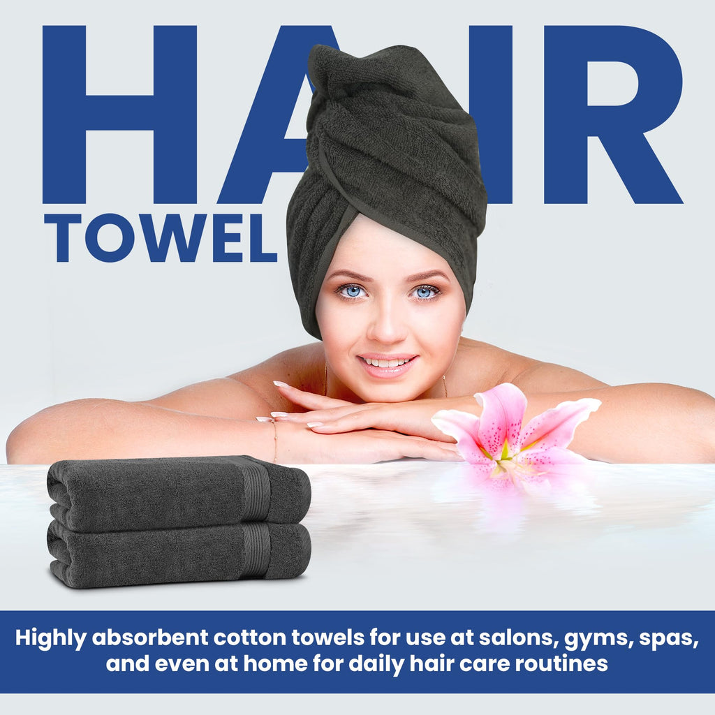 Linteum Textile 20x40 Inch, 100% Cotton Premium-Quality Hair Towels, Salon, Spa, Pool and Gym Towels 16s Ring Spun Quick Dry Fresh & Fluffy Absorbent and Plush
