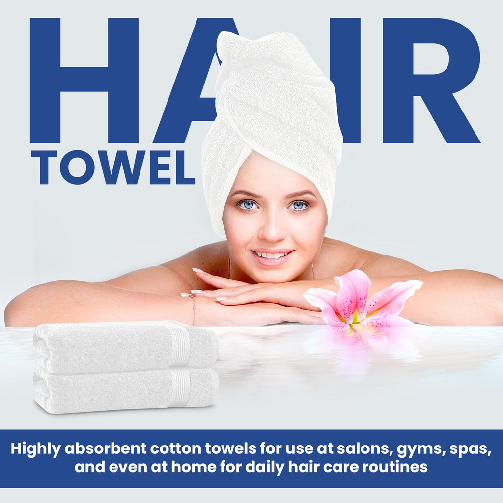 Linteum Textile 20x40 Inch, 100% Cotton Premium-Quality Hair Towels, Salon, Spa, Pool and Gym Towels 16s Ring Spun Quick Dry Fresh & Fluffy Absorbent and Plush