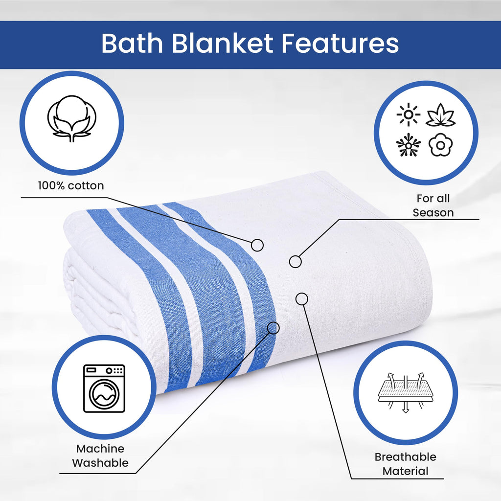 Linteum Textile Cotton Blended Hospital Patient Bath Blanket, Bath Sheet, Lightweight Blanket