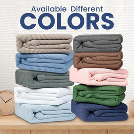 Linteum Textile Supply Leno Weave Blanket, 100% Cotton, Lightweight, Warm, Extra-Fluffy, Premium and Durable Soft & Cozy Bed Blanket for Bed, Couch, Sofa Throw for All Season