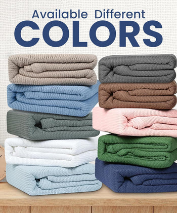 Linteum Textile Supply Leno Weave Blanket, 100% Cotton, Lightweight, Warm, Extra-Fluffy, Premium and Durable Soft & Cozy Bed Blanket for Bed, Couch, Sofa Throw for All Season