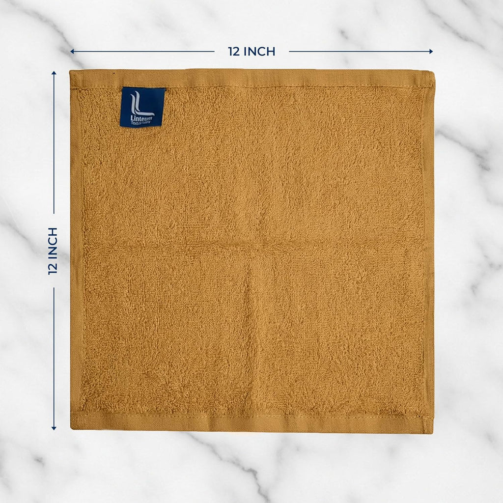 Linteum Textile Face Towel Set 100% Soft Cotton 16 Single Ring Spun Premium Durable Washcloths 12x12 Inch