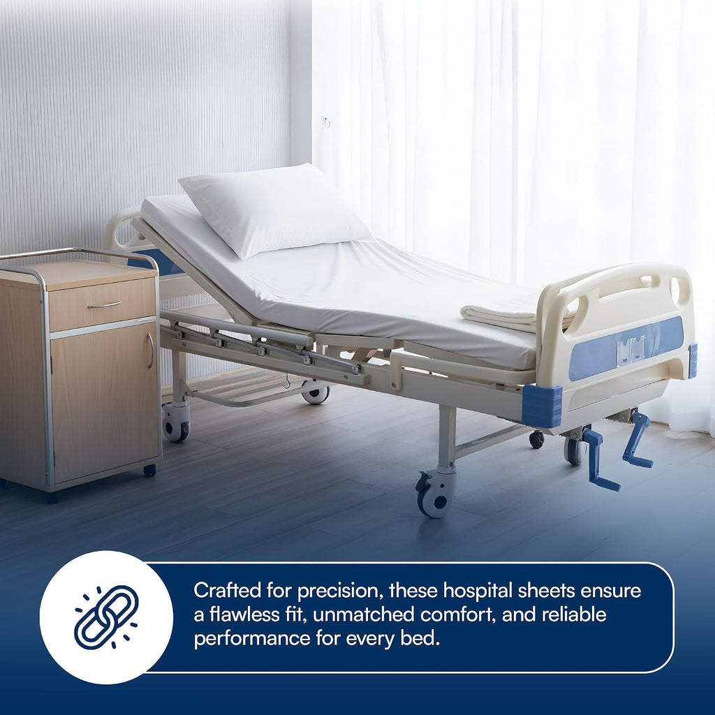 Linteum Textile White (42"x84"x14") Fitted Bariatric Hospital Bed Sheets - Cotton Blended Soft Jersey Knitted Sheets - Shrinkage & Fade Resistant for Home, Hotel, Motel & Rental Properties