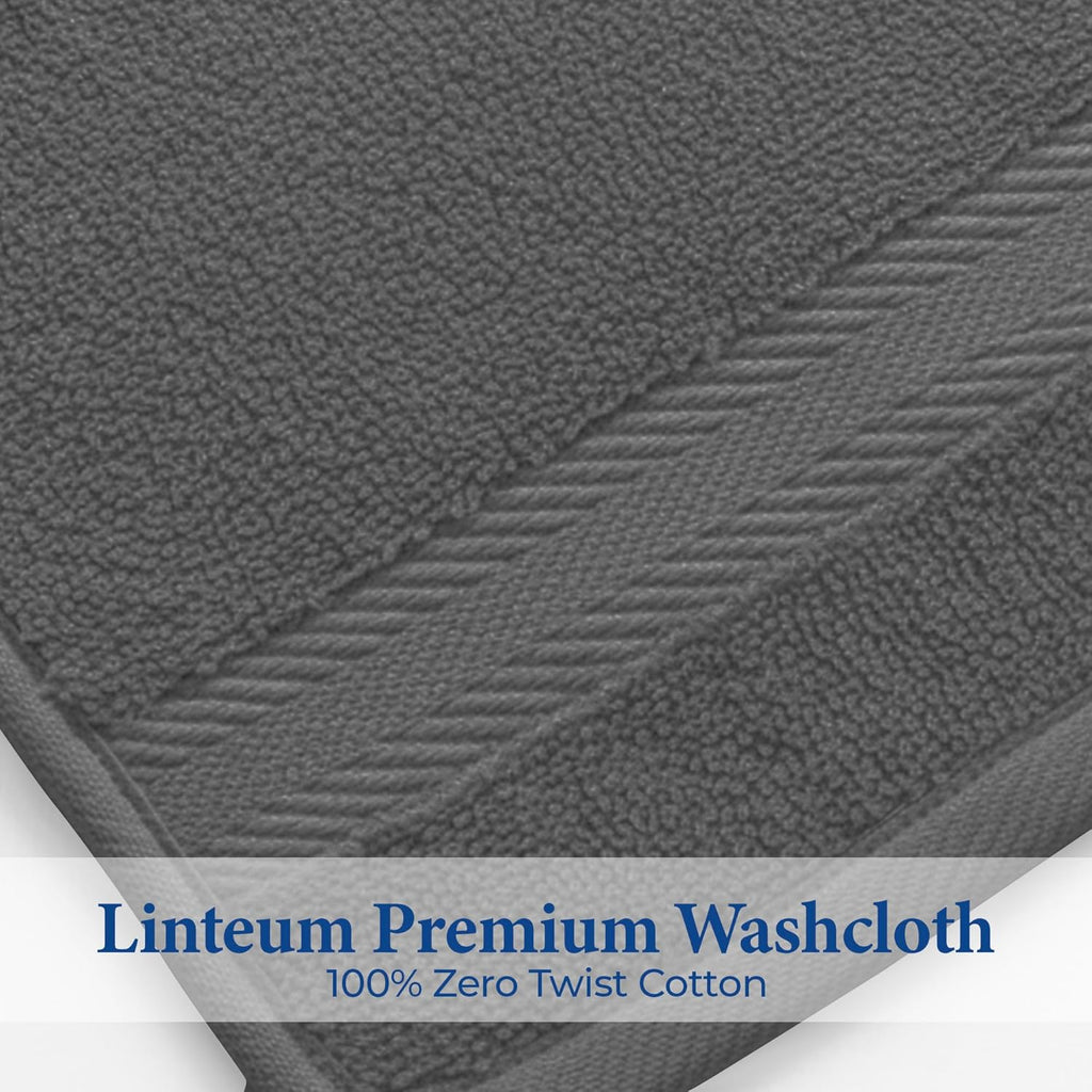Linteum Textile Washcloth 100% Soft Cotton Zero Twist Premium Washcloths Face Towel 13x13 Inch