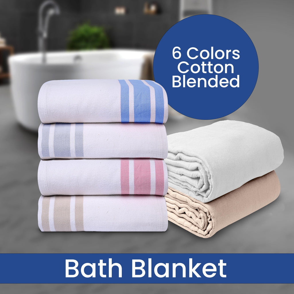Linteum Textile Cotton Blended Hospital Patient Bath Blanket, Bath Sheet, Lightweight Blanket