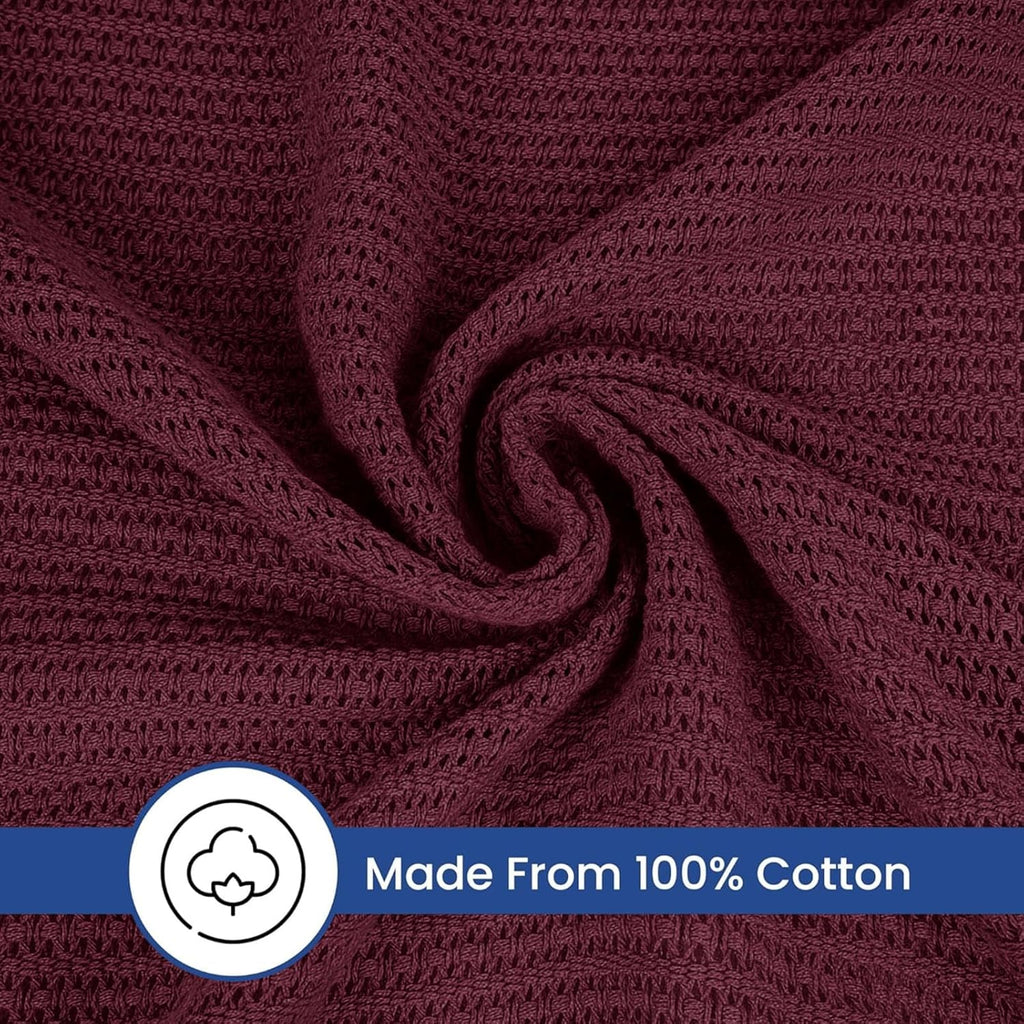Linteum Textile Supply Leno Weave Blanket, 100% Cotton, Lightweight, Warm, Extra-Fluffy, Premium and Durable Soft & Cozy Bed Blanket for Bed, Couch, Sofa Throw for All Season