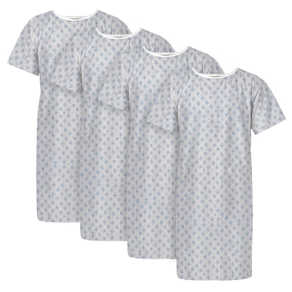 Linteum Textile Supply Cotton Blended Unisex Hospital Gown Back Tie 45" Long Patient Gowns Comfortably Fits Sizes 2XL