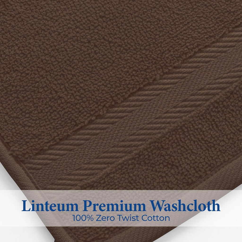 Linteum Textile Washcloth 100% Soft Cotton Zero Twist Premium Washcloths Face Towel 13x13 Inch