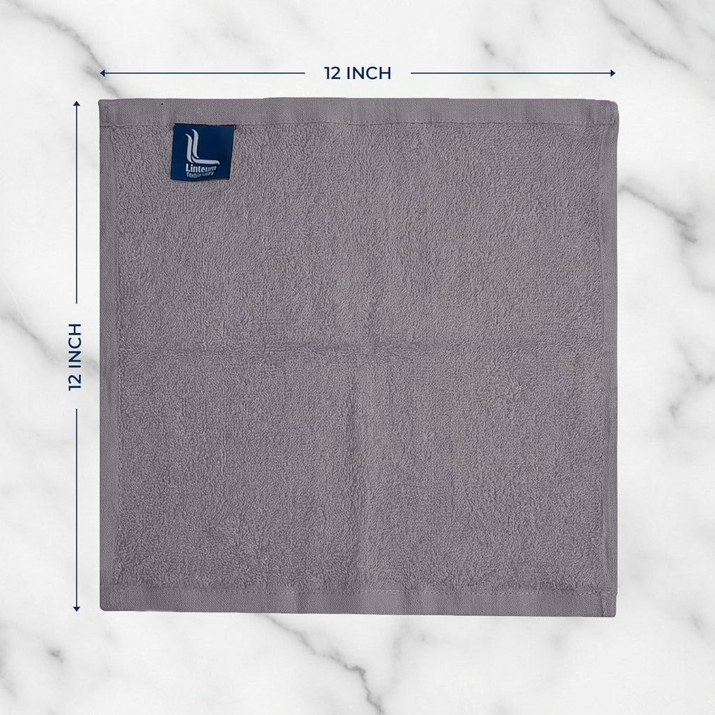 Linteum Textile Face Towel Set 100% Soft Cotton 16 Single Ring Spun Premium Durable Washcloths 12x12 Inch