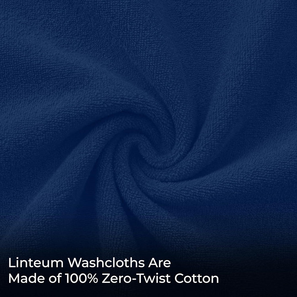 Linteum Textile Face Towel Set 100% Soft Cotton 16 Single Ring Spun Premium Durable Washcloths 12x12 Inch