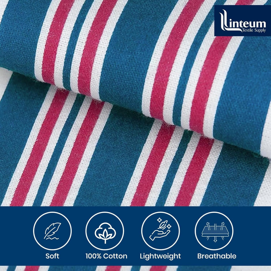 Linteum Textile 30x40 in Receiving Hospital Baby Blankets, 100% Cotton, Classic White w/Blue & Pink Stripes