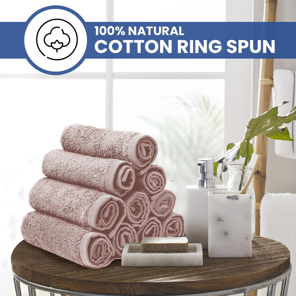 Linteum Textile Washcloth Set 100% Soft Cotton Zero Twist 16 Single Ring Spun Premium Washcloths Face Towel 13x13 Inch
