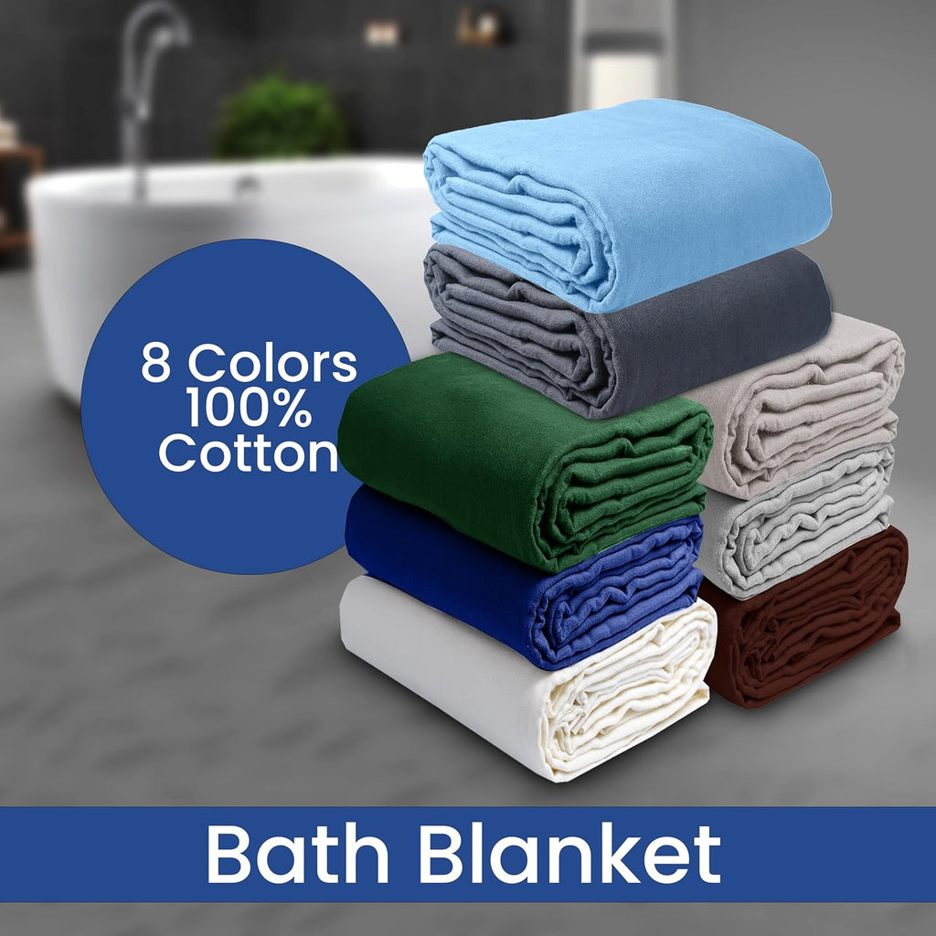 Linteum Textile Cotton Blended Hospital Patient Bath Blanket, Bath Sheet, Lightweight Blanket