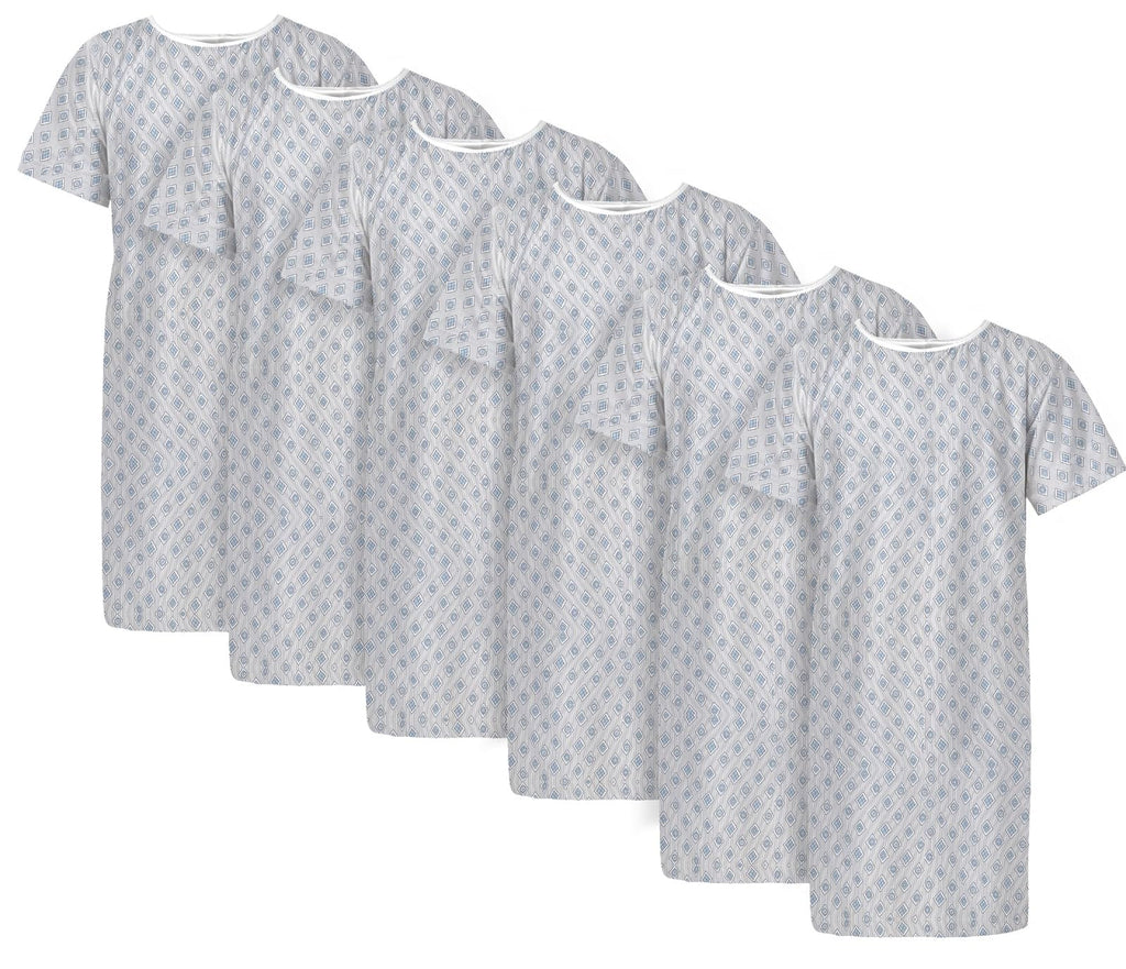 Linteum Textile Supply Cotton Blended Unisex Hospital Gown Back Tie 45" Long Patient Gowns Comfortably Fits Sizes 2XL