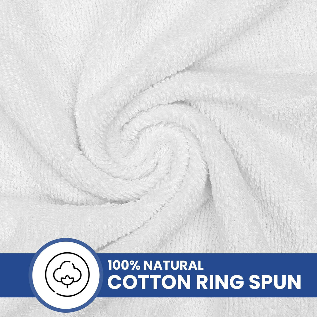 Linteum Textile Supply Premium 100% Ring Spun Cotton Quick Dry Hair Drying Towels for Women, Men, Kids – Salon, Gym, Hair Care, Spa, Home Hand Towels, 22x44, White