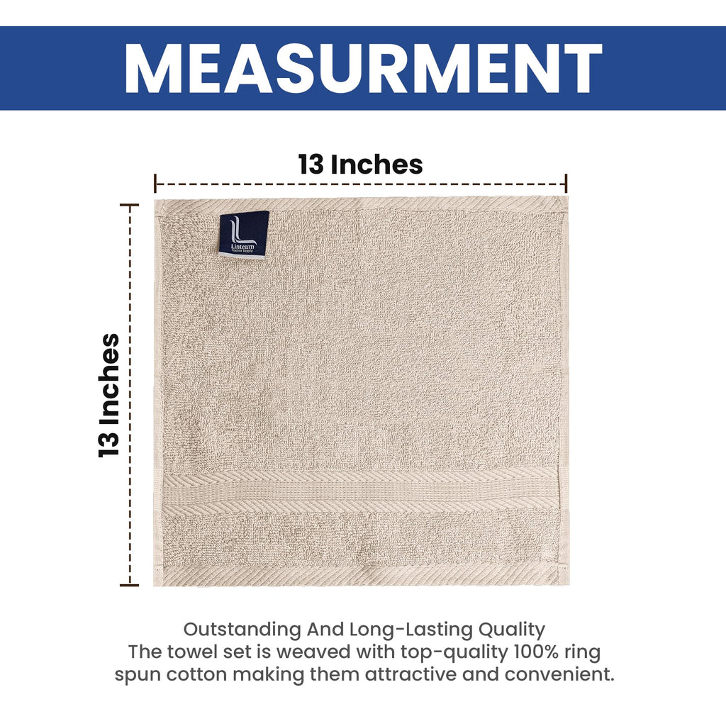 Linteum Textile Washcloth Set 100% Soft Cotton Zero Twist 16 Single Ring Spun Premium Washcloths Face Towel 13x13 Inch