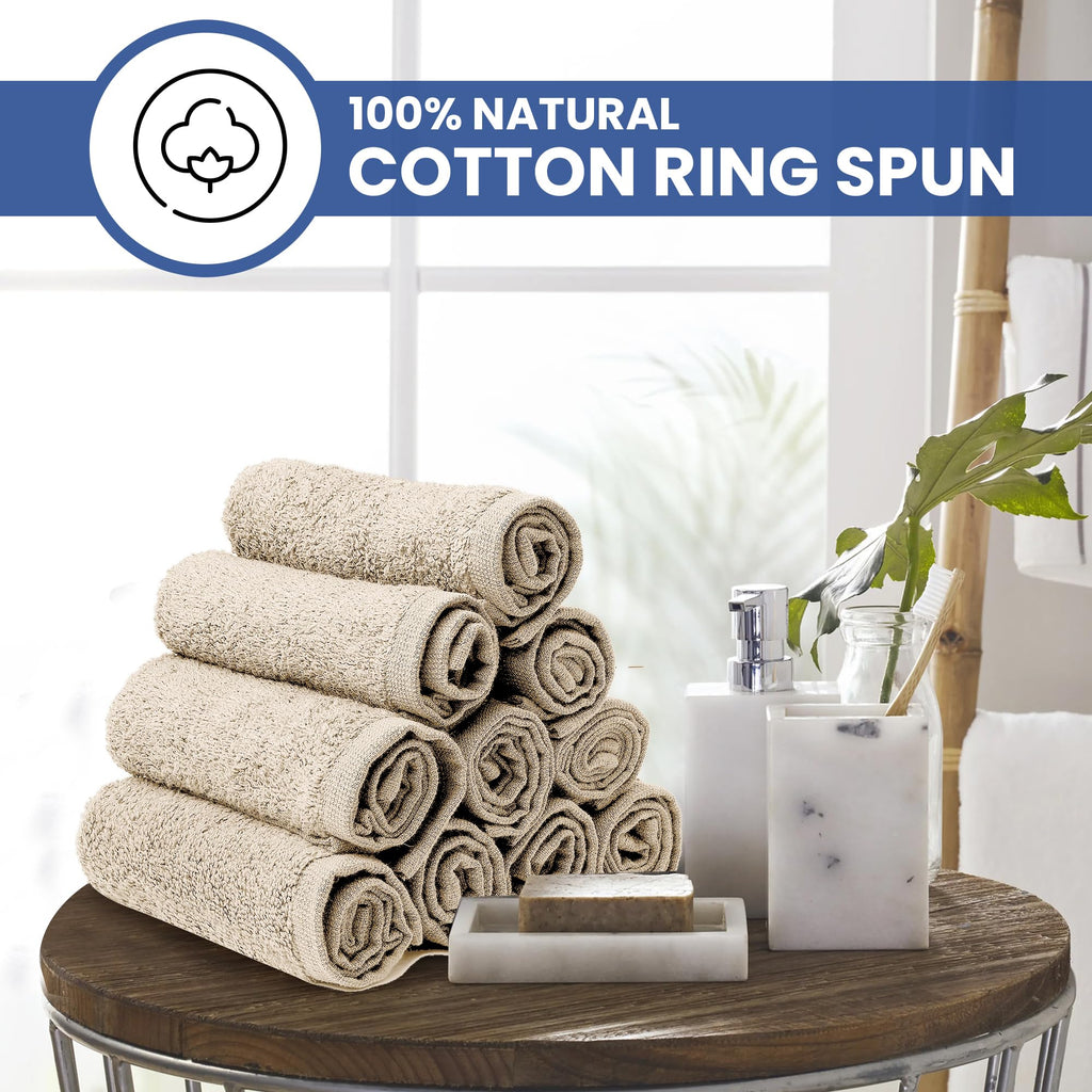 Linteum Textile Washcloth Set 100% Soft Cotton Zero Twist 16 Single Ring Spun Premium Washcloths Face Towel 13x13 Inch