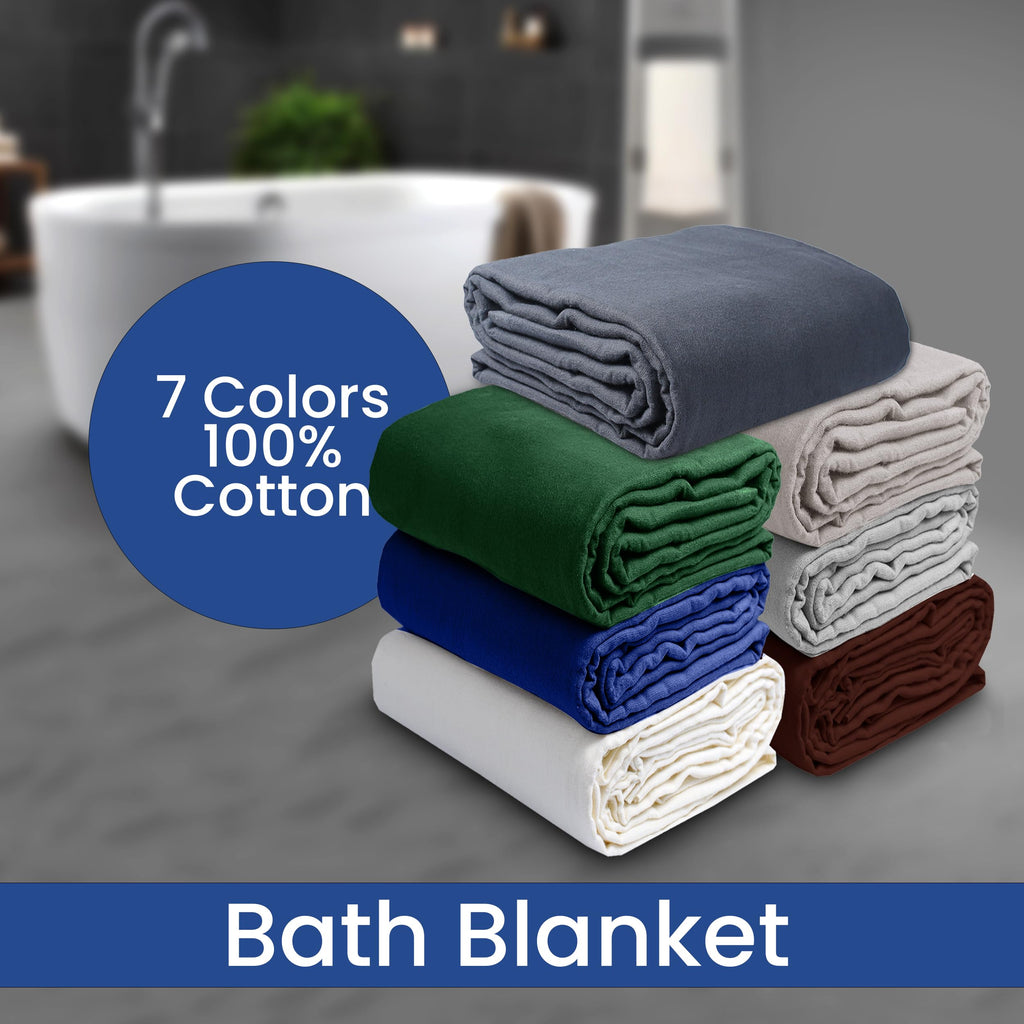 Linteum Textile Cotton Blended Hospital Patient Bath Blanket, Bath Sheet, Lightweight Blanket