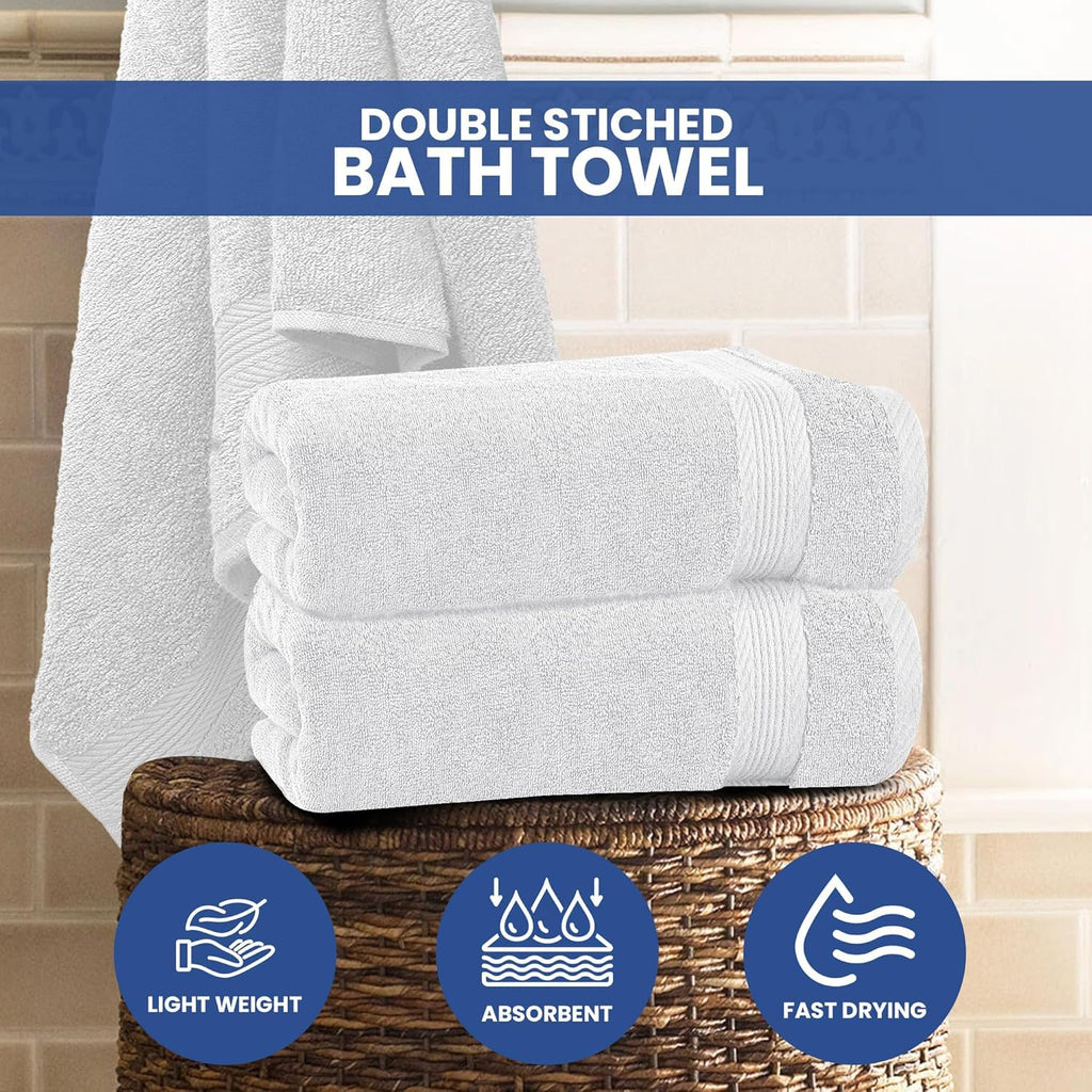 Linteum Textile Supply 27x54 Luxury Bath Towels Highly Absorbent Quick Drying Towels with 100% Ring-Spun Cotton Material for Home, Hotel, Spa, & Gym