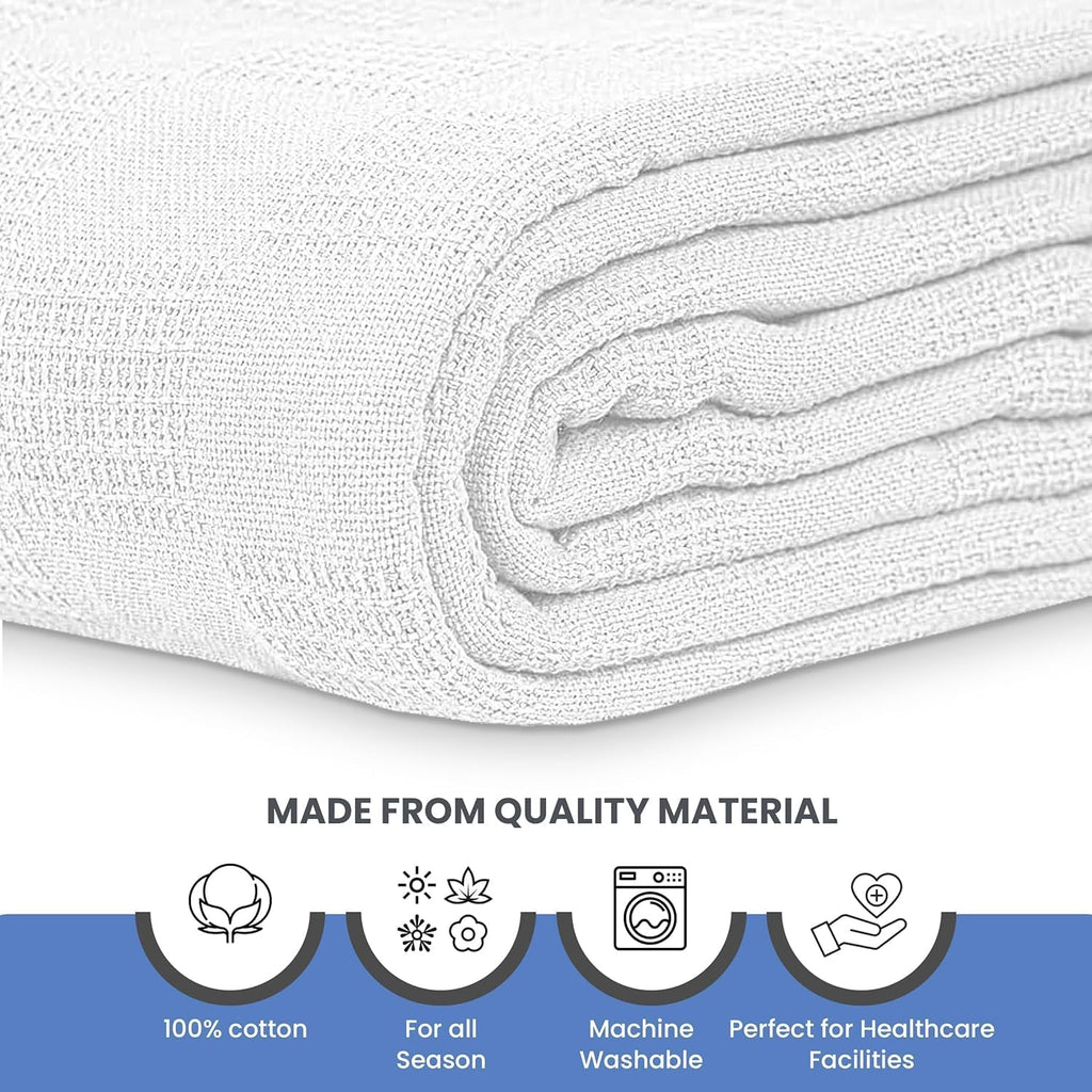 Linteum Textile Hospital Thermal Blanket 66x90 Inch 100% Cotton Breathable Soft and Cozy Open-Cell Weave Design Bed Blanket for Bed, Couch, Sofa Throw for All Season, 2.5 lb