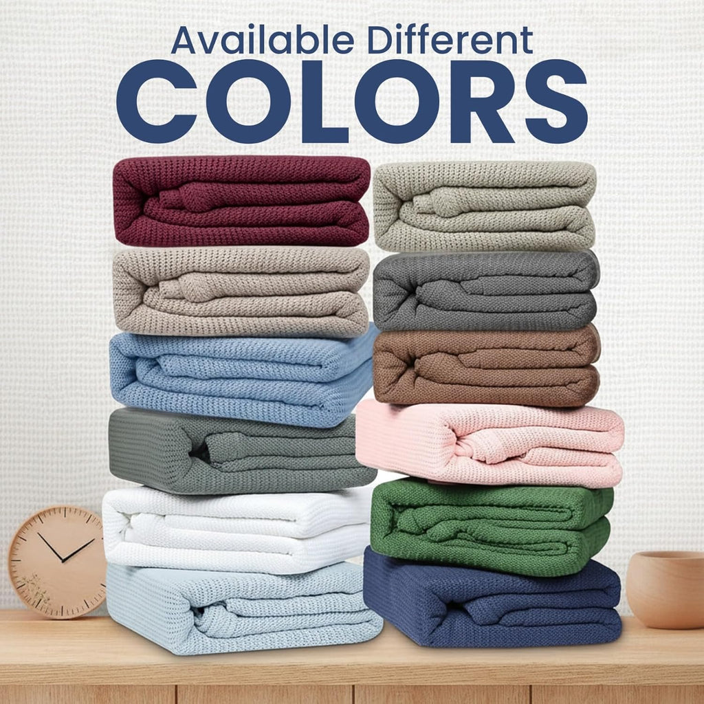 Linteum Textile Supply Leno Weave Blanket, 100% Cotton, Lightweight, Warm, Extra-Fluffy, Premium and Durable Soft & Cozy Bed Blanket for Bed, Couch, Sofa Throw for All Season
