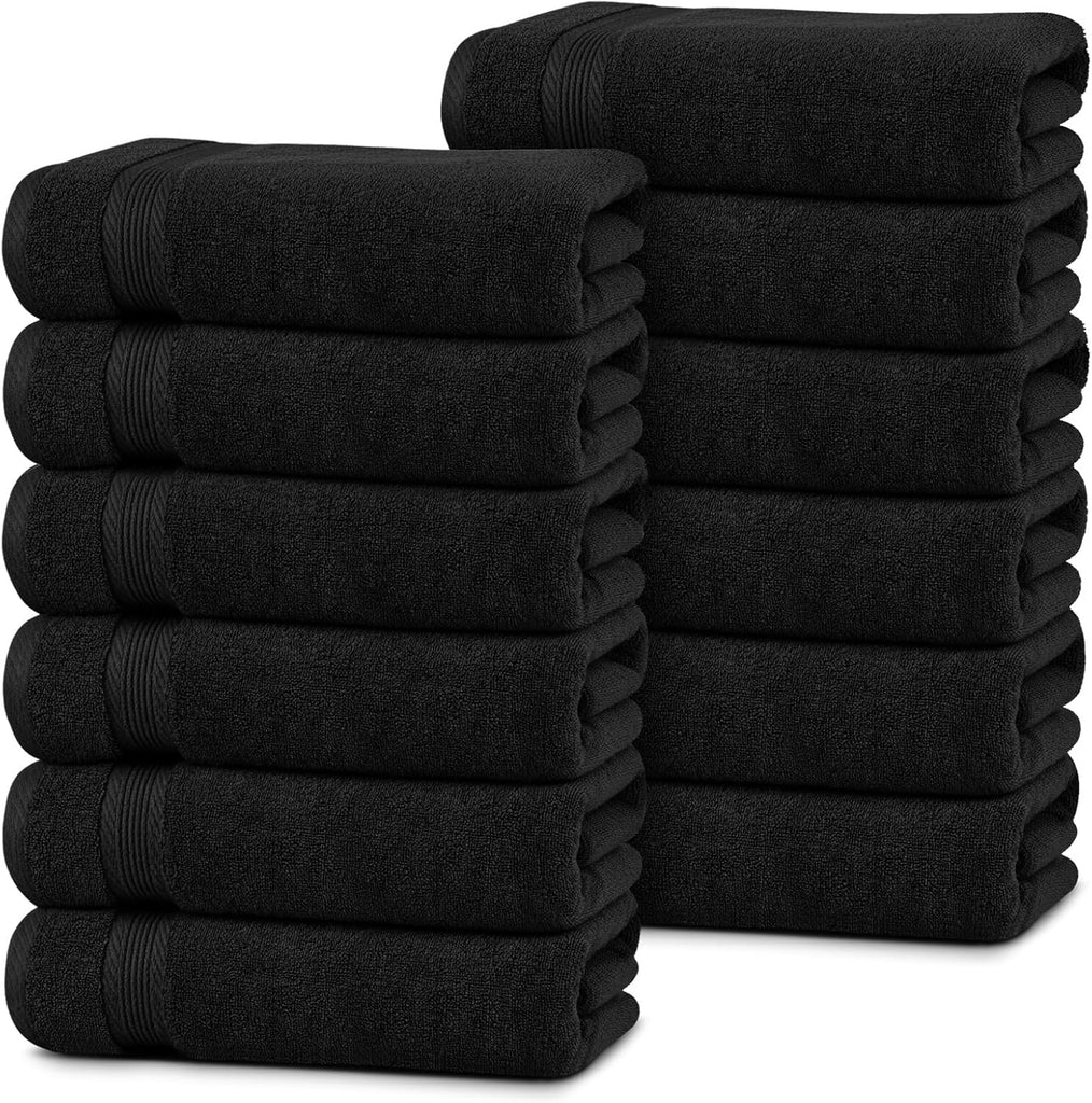 Linteum Textile 20x40 Inch, 100% Cotton Premium-Quality Hair Towels, Salon, Spa, Pool and Gym Towels 16s Ring Spun Quick Dry Fresh & Fluffy Absorbent and Plush
