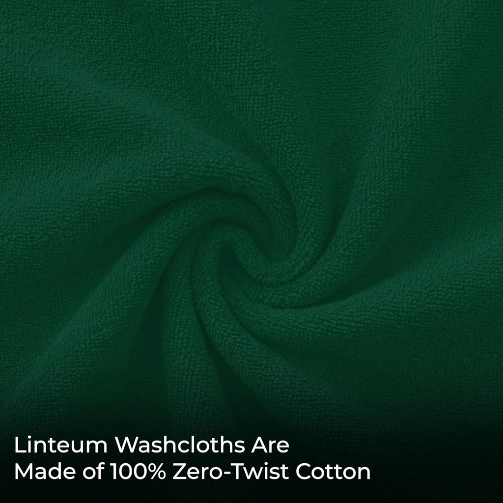 Linteum Textile Face Towel Set 100% Soft Cotton 16 Single Ring Spun Premium Durable Washcloths 12x12 Inch