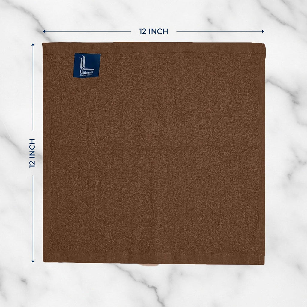 Linteum Textile Face Towel Set 100% Soft Cotton 16 Single Ring Spun Premium Durable Washcloths 12x12 Inch