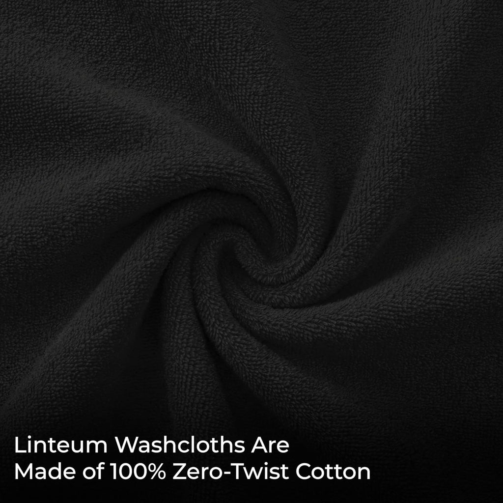 Linteum Textile Face Towel Set 100% Soft Cotton 16 Single Ring Spun Premium Durable Washcloths 12x12 Inch