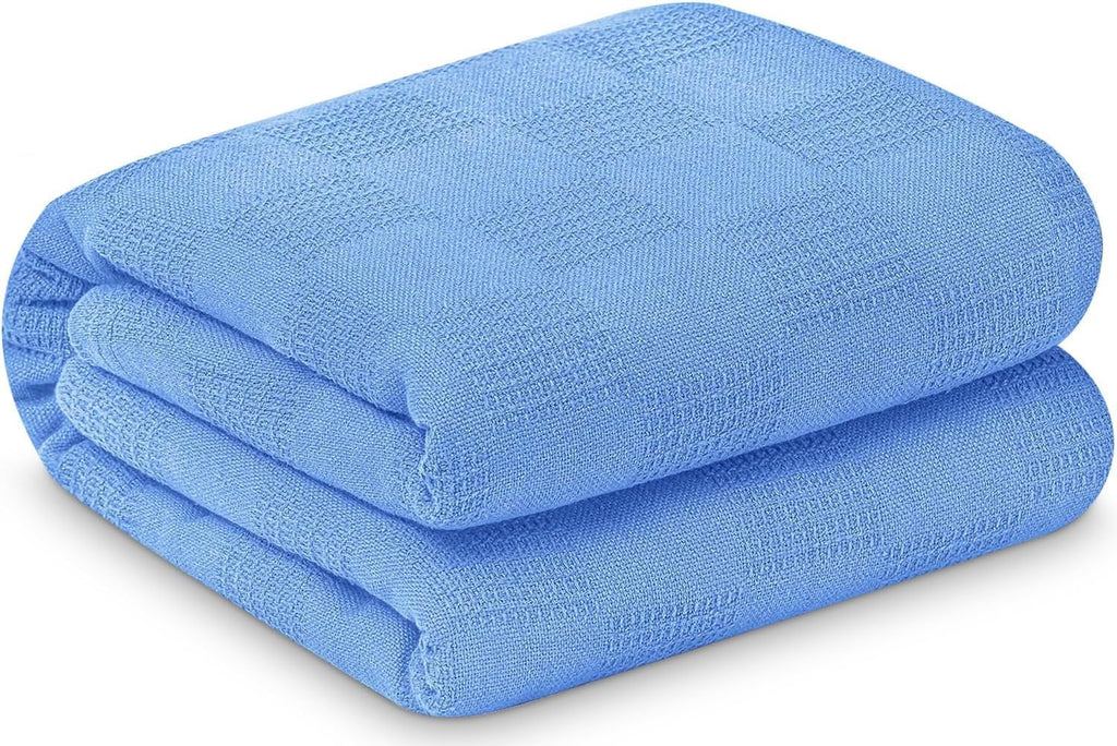 Linteum Textile Hospital Thermal Blanket 66x90 Inch 100% Cotton Breathable Soft and Cozy Open-Cell Weave Design Bed Blanket for Bed, Couch, Sofa Throw for All Season, 2.5 lb