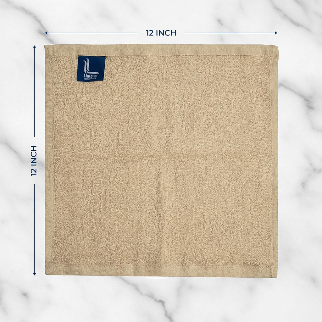 Linteum Textile Face Towel Set 100% Soft Cotton 16 Single Ring Spun Premium Durable Washcloths 12x12 Inch