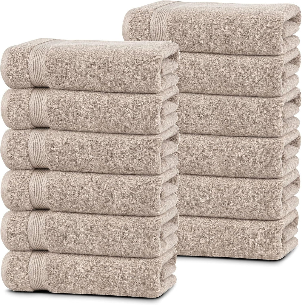 Linteum Textile 20x40 Inch, 100% Cotton Premium-Quality Hair Towels, Salon, Spa, Pool and Gym Towels 16s Ring Spun Quick Dry Fresh & Fluffy Absorbent and Plush