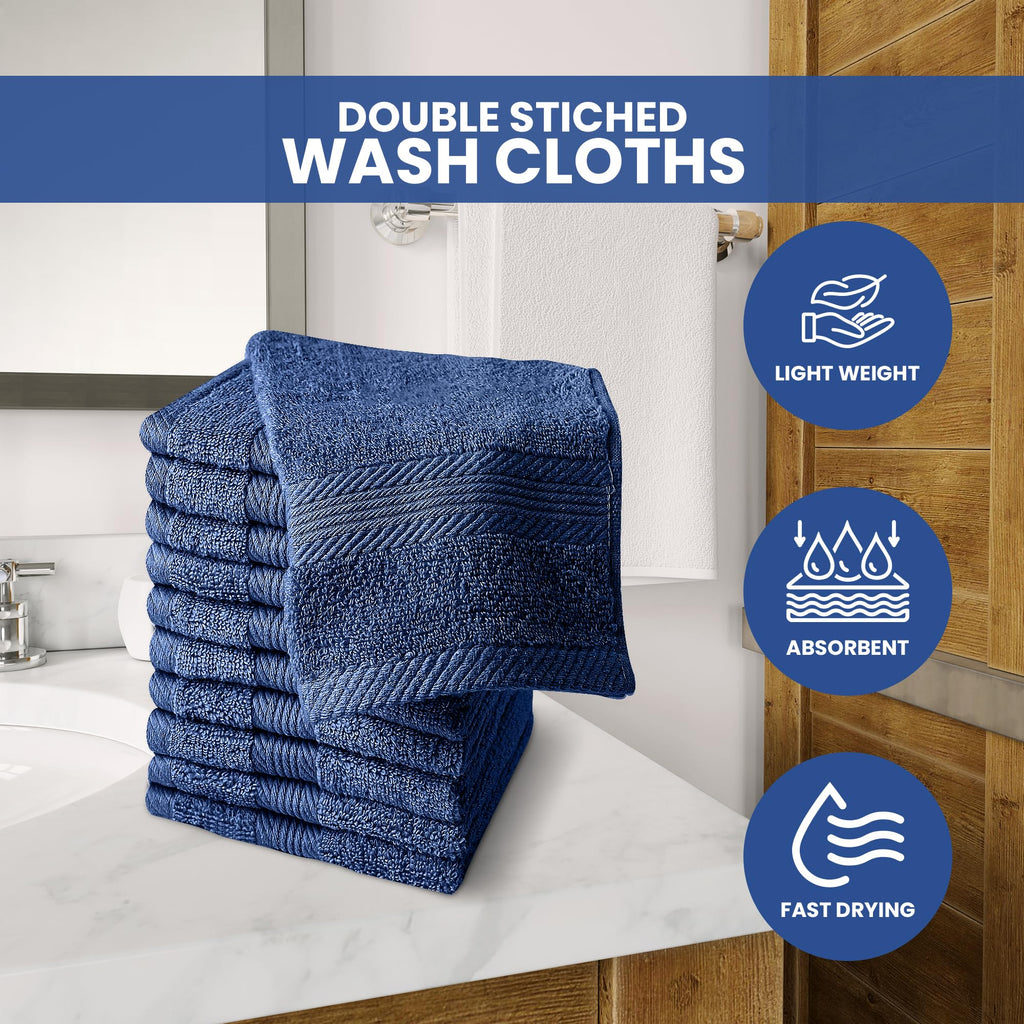 Linteum Textile Washcloth Set 100% Soft Cotton Zero Twist 16 Single Ring Spun Premium Washcloths Face Towel 13x13 Inch