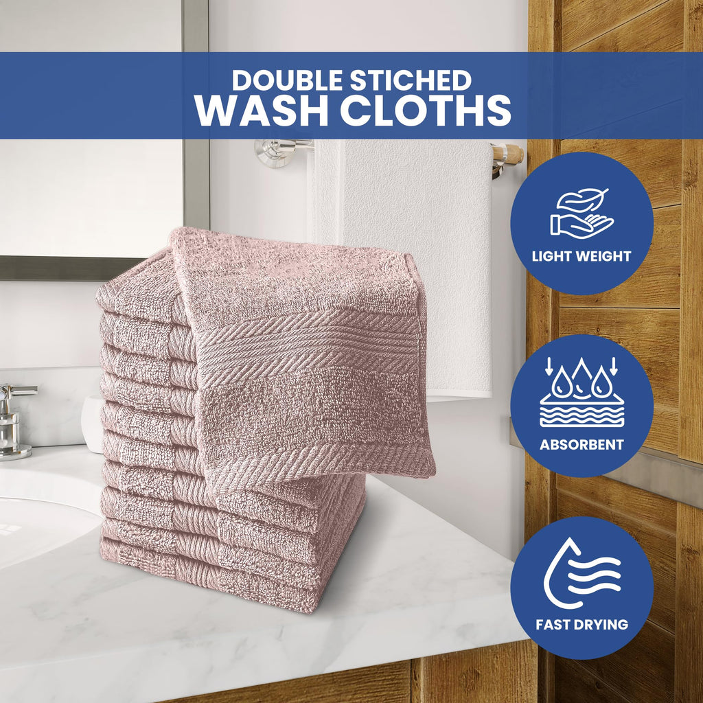 Linteum Textile Washcloth Set 100% Soft Cotton Zero Twist 16 Single Ring Spun Premium Washcloths Face Towel 13x13 Inch
