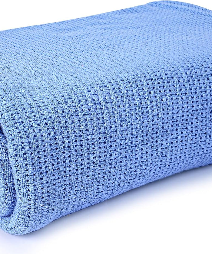 Linteum Textile Hospital Thermal Blanket 66x90 Inch 100% Cotton Breathable Soft and Cozy Open-Cell Weave Design Bed Blanket for Bed, Couch, Sofa Throw for All Season, 2.5 lb
