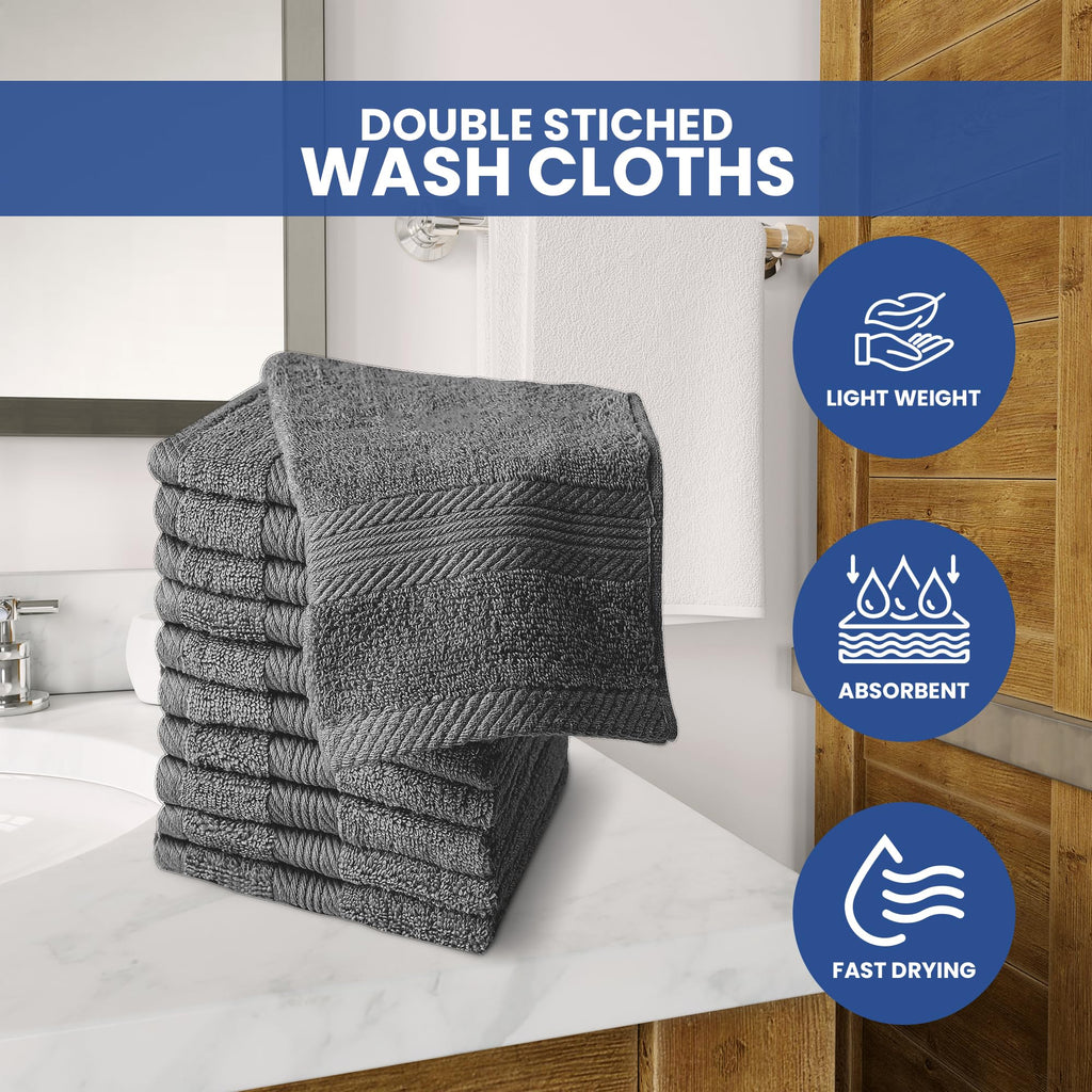 Linteum Textile Washcloth Set 100% Soft Cotton Zero Twist 16 Single Ring Spun Premium Washcloths Face Towel 13x13 Inch