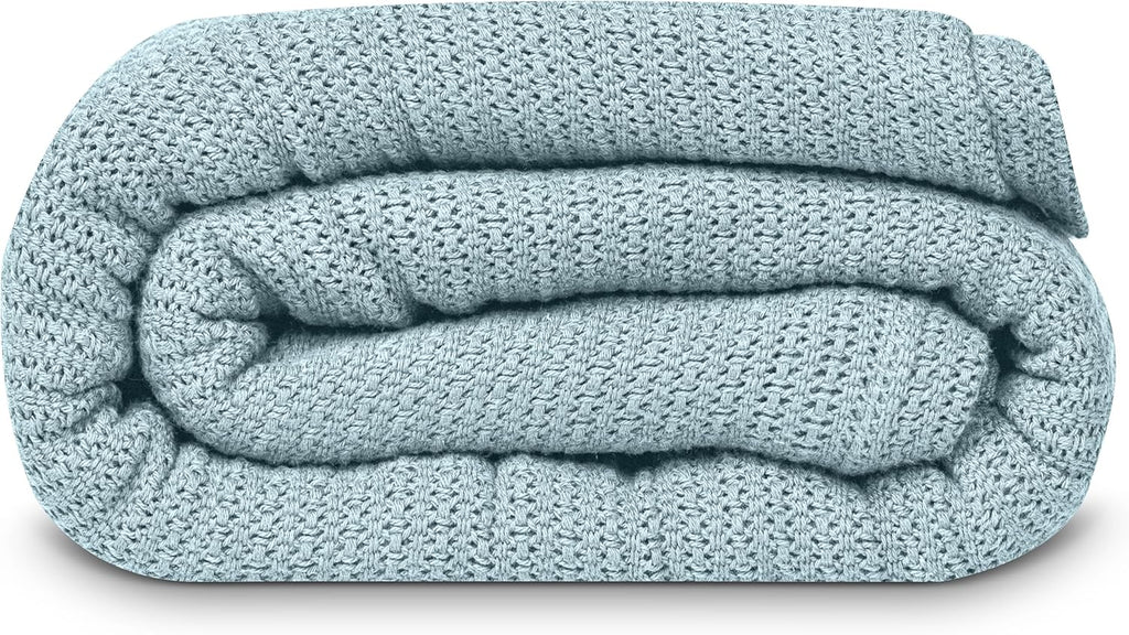 Linteum Textile Supply Leno Weave Blanket, 100% Cotton, Lightweight, Warm, Extra-Fluffy, Premium and Durable Soft & Cozy Bed Blanket for Bed, Couch, Sofa Throw for All Season