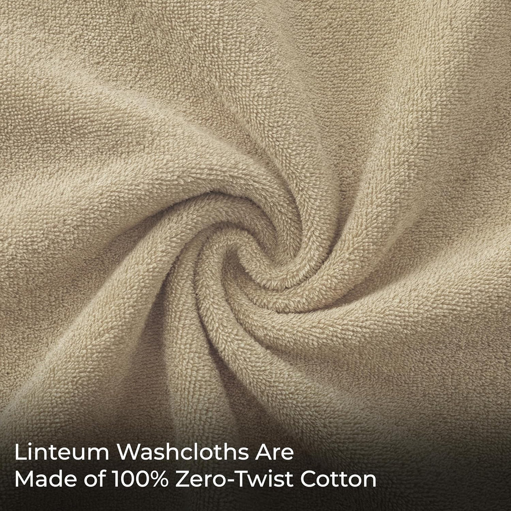 Linteum Textile Face Towel Set 100% Soft Cotton 16 Single Ring Spun Premium Durable Washcloths 12x12 Inch