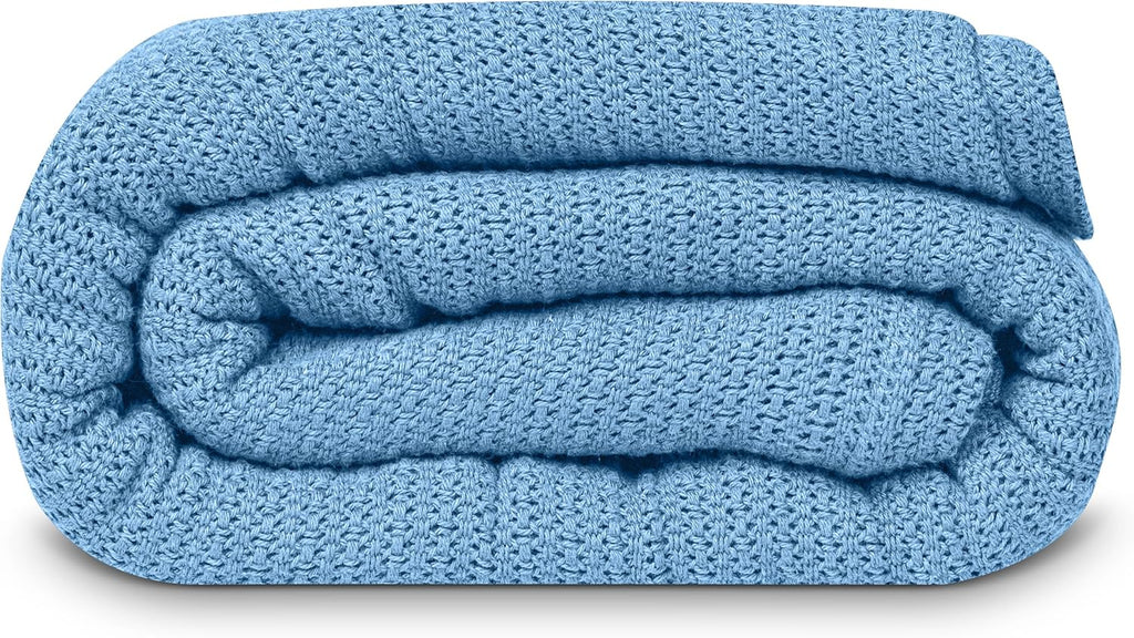 Linteum Textile Supply Leno Weave Blanket, 100% Cotton, Lightweight, Warm, Extra-Fluffy, Premium and Durable Soft & Cozy Bed Blanket for Bed, Couch, Sofa Throw for All Season
