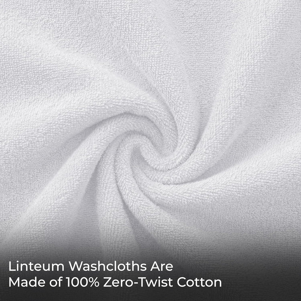Linteum Textile Face Towel Set 100% Soft Cotton 16 Single Ring Spun Premium Durable Washcloths 12x12 Inch