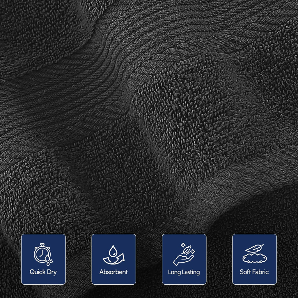 Linteum Textile Supply Black Bleach Proof Premium Hand Towels for Bathroom 16x27 Inches 100% Cotton Zero Twist Quick Dry Highly Absorbent Bleach Safe Spa Towels for Salon, Home, Hotel