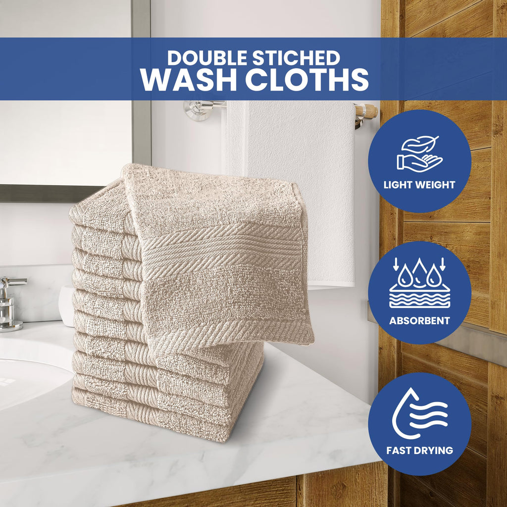 Linteum Textile Washcloth Set 100% Soft Cotton Zero Twist 16 Single Ring Spun Premium Washcloths Face Towel 13x13 Inch