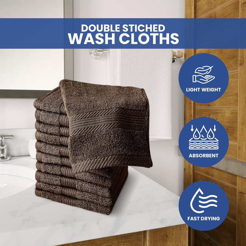 Linteum Textile Washcloth Set 100% Soft Cotton Zero Twist 16 Single Ring Spun Premium Washcloths Face Towel 13x13 Inch