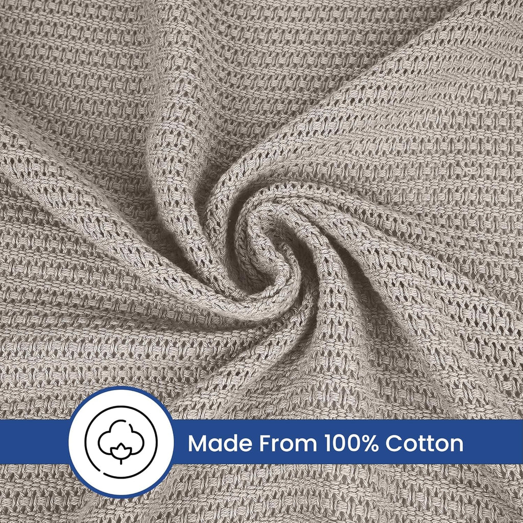 Linteum Textile Supply Leno Weave Blanket, 100% Cotton, Lightweight, Warm, Extra-Fluffy, Premium and Durable Soft & Cozy Bed Blanket for Bed, Couch, Sofa Throw for All Season