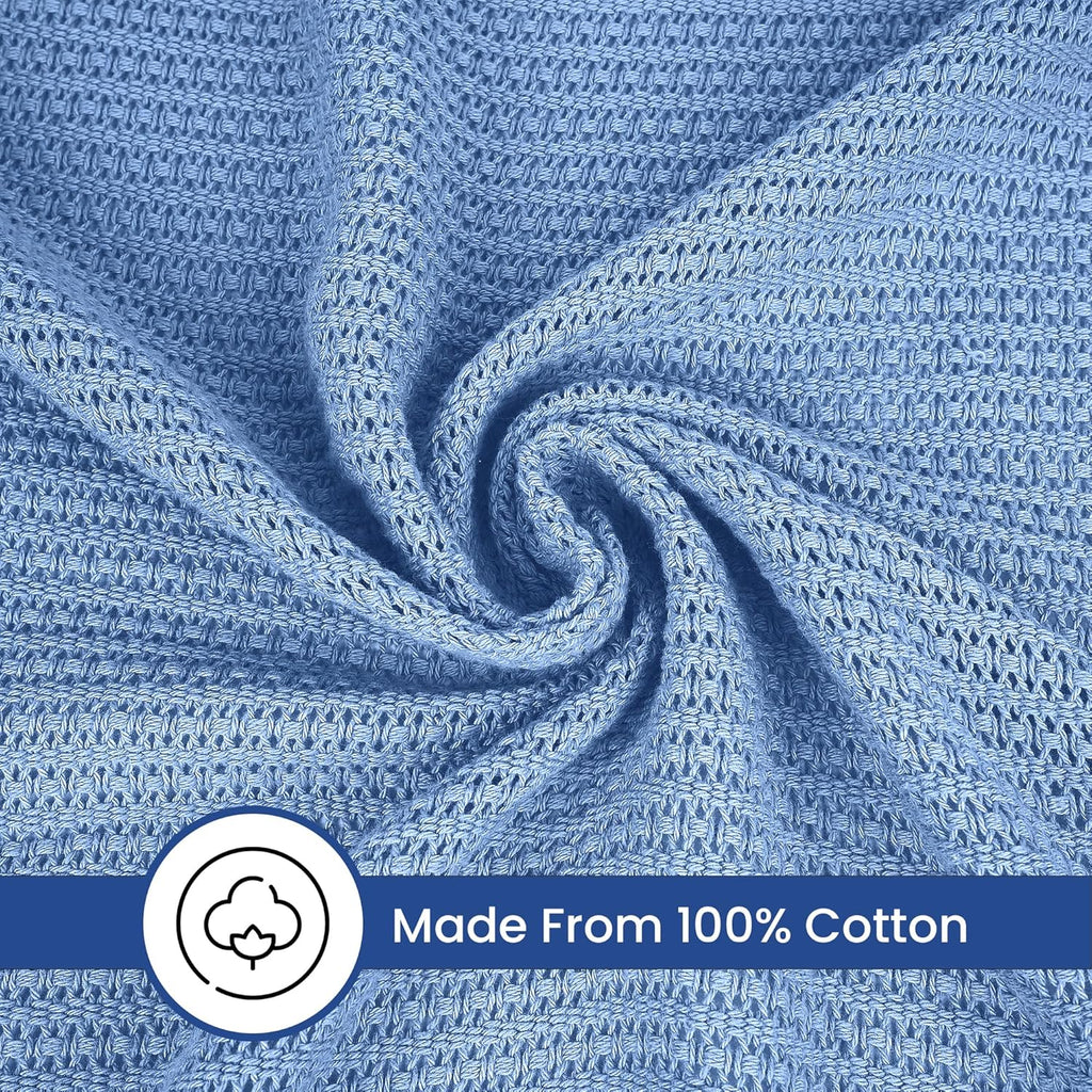 Linteum Textile Supply Leno Weave Blanket, 100% Cotton, Lightweight, Warm, Extra-Fluffy, Premium and Durable Soft & Cozy Bed Blanket for Bed, Couch, Sofa Throw for All Season
