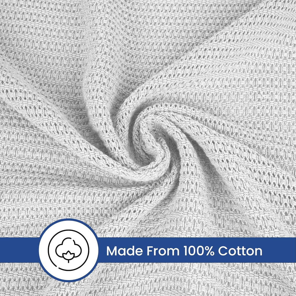 Linteum Textile Supply Leno Weave Blanket, 100% Cotton, Lightweight, Warm, Extra-Fluffy, Premium and Durable Soft & Cozy Bed Blanket for Bed, Couch, Sofa Throw for All Season
